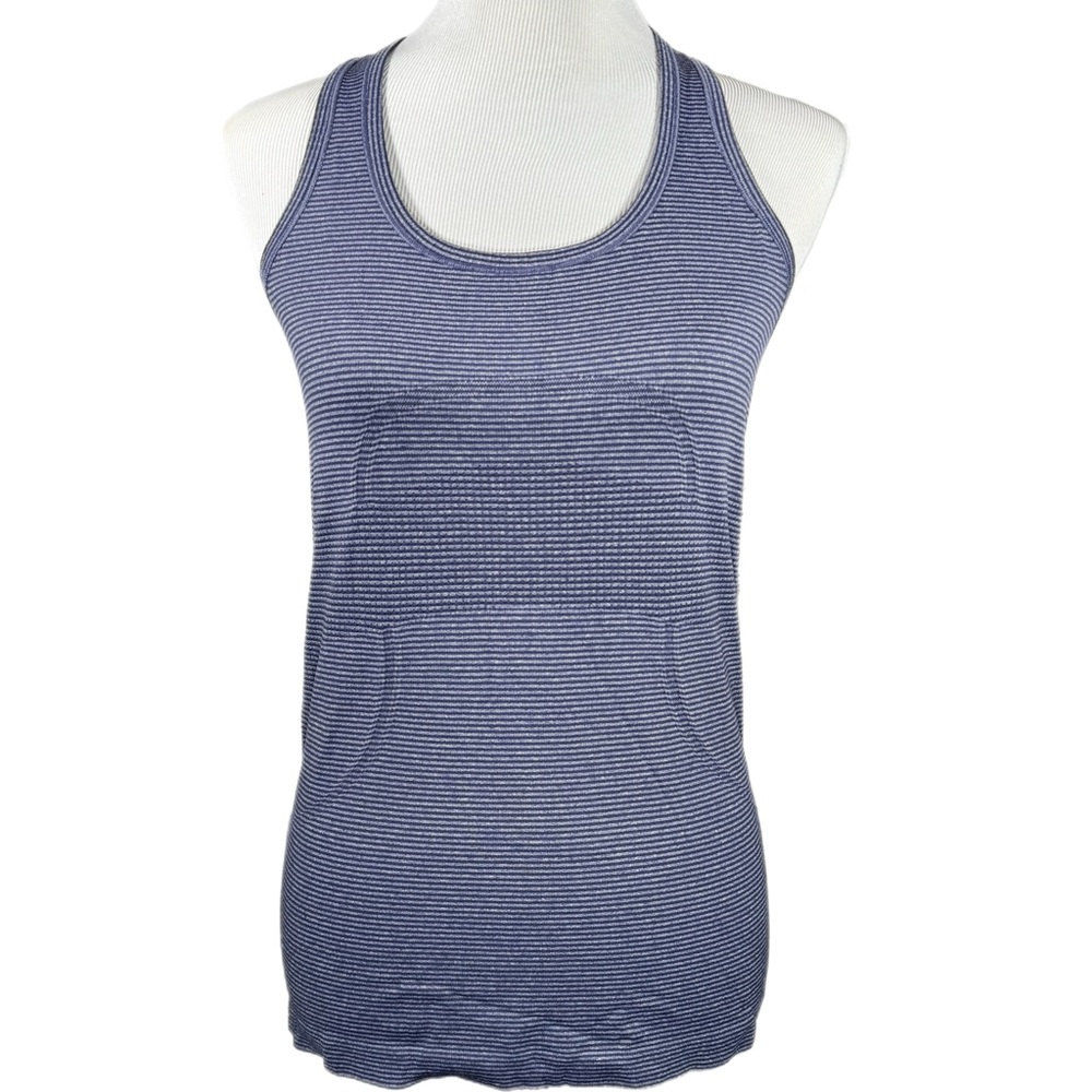 Lululemon BNWT Run:Swiftly Racerback Heathered Cadet Blue Stripe HCBL Size 8
